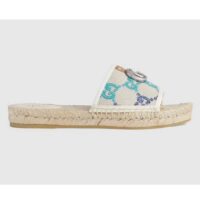 Gucci Unisex GG Espadrille Slides Multicolor GG Linen Canvas 2cm Heel (14)