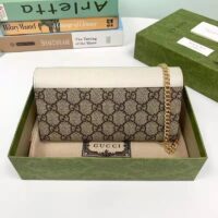 Gucci Women GG Marmont Chain Wallet White Beige Ebony GG Supreme Canvas (6)