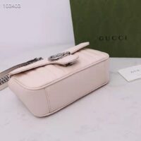 Gucci Women GG Marmont Mini Shoulder Bag White Double G Matelassé Leather (5)