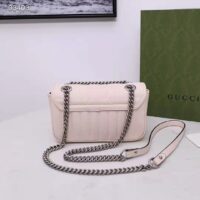 Gucci Women GG Marmont Mini Shoulder Bag White Double G Matelassé Leather (5)