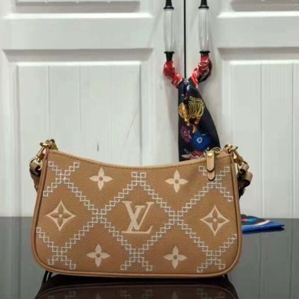 Louis Vuitton LV Unisex Easy Pouch On Strap Beige Monogram Supple Grained Cowhide (6)