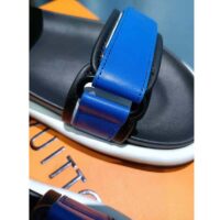 Louis Vuitton Unisex Pool Pillow Flat Comfort Sandal Blue Calf Leather (8)