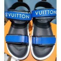 Louis Vuitton Unisex Pool Pillow Flat Comfort Sandal Blue Calf Leather (8)