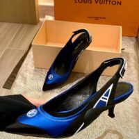 Louis Vuitton Women Archlight Slingback Pump Blue Technical Satin Calf Leather (4)