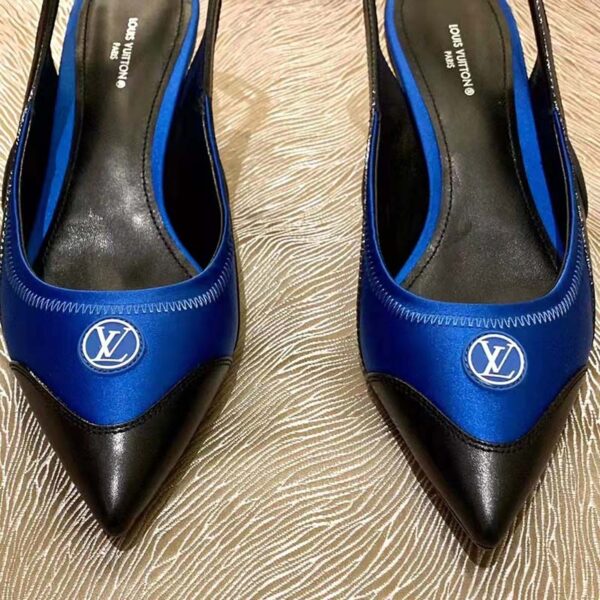 Louis Vuitton Women Archlight Slingback Pump Blue Technical Satin Calf Leather (7)