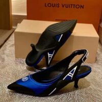 Louis Vuitton Women Archlight Slingback Pump Blue Technical Satin Calf Leather (4)