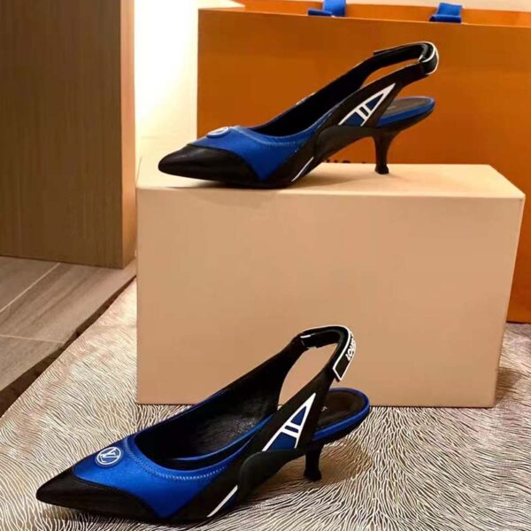 Louis Vuitton Women Archlight Slingback Pump Blue Technical Satin Calf Leather (9)