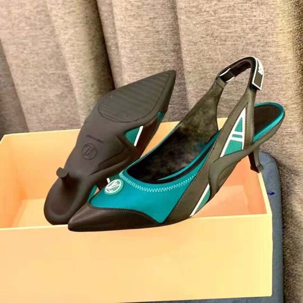 Louis Vuitton Women Archlight Slingback Pump Green Technical Satin Calf Leather (2)