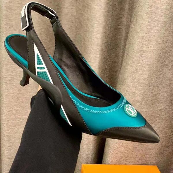 Louis Vuitton Women Archlight Slingback Pump Green Technical Satin Calf Leather (4)