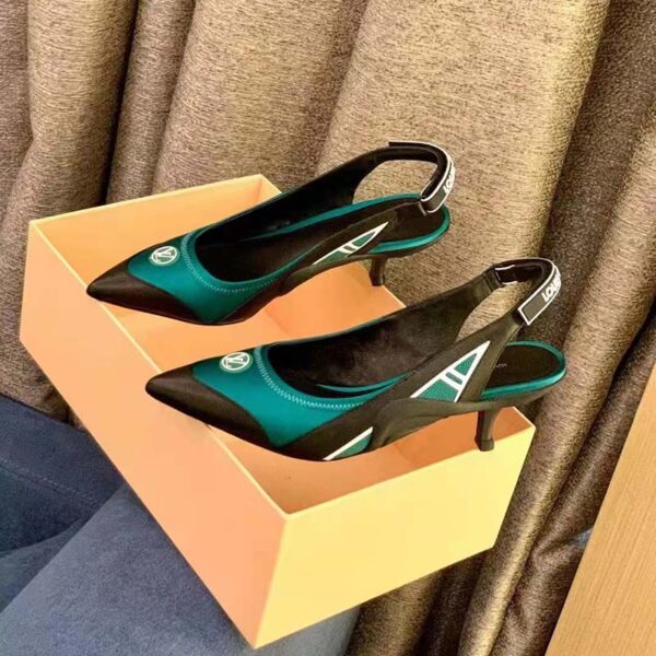 Louis Vuitton Women Archlight Slingback Pump Green Technical Satin Calf Leather (5)