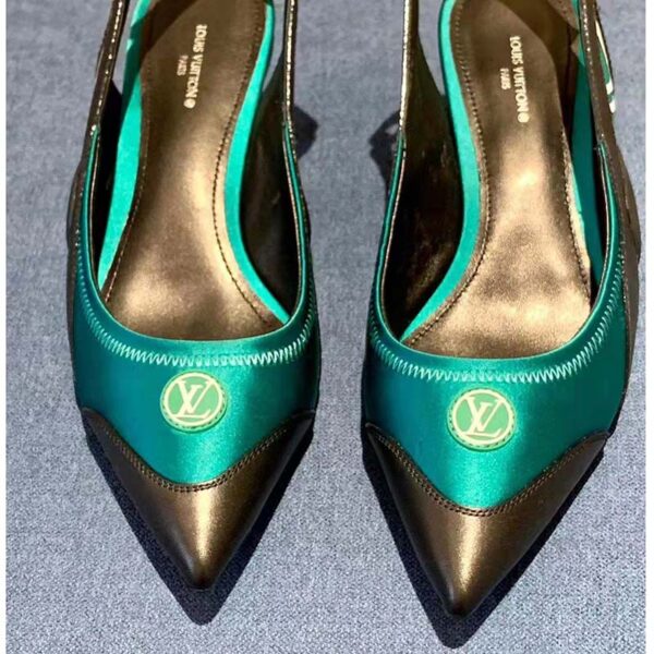 Louis Vuitton Women Archlight Slingback Pump Green Technical Satin Calf Leather (9)