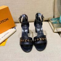 Louis Vuitton Women Podium Platform Sandal Black Calf Leather Glazed 11.5 cm Heel (1)