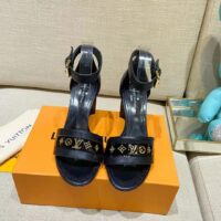 Louis Vuitton Women Podium Platform Sandal Black Calf Leather Glazed 11.5 cm Heel (1)