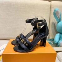 Louis Vuitton Women Podium Platform Sandal Black Calf Leather Glazed 11.5 cm Heel (1)