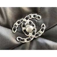 Chanel Women 19 Large Handbag Lambskin Gold Silver-Tone Ruthenium-Finish Metal Black