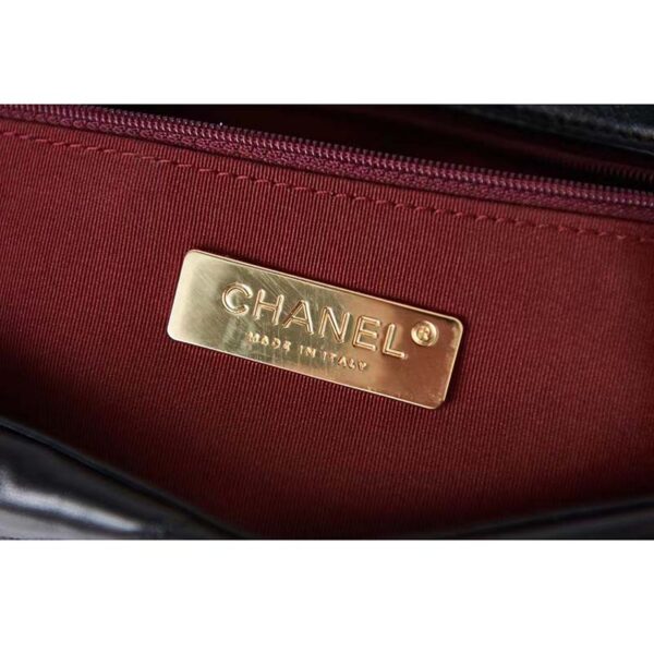 Chanel Women 19 Large Handbag Black Lambskin Gold Silver-Tone Ruthenium-Finish Metal (10)
