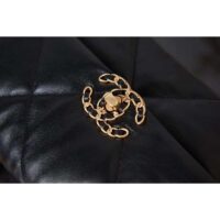 Chanel Women 19 Large Handbag Black Lambskin Gold Silver-Tone Ruthenium-Finish Metal (1)
