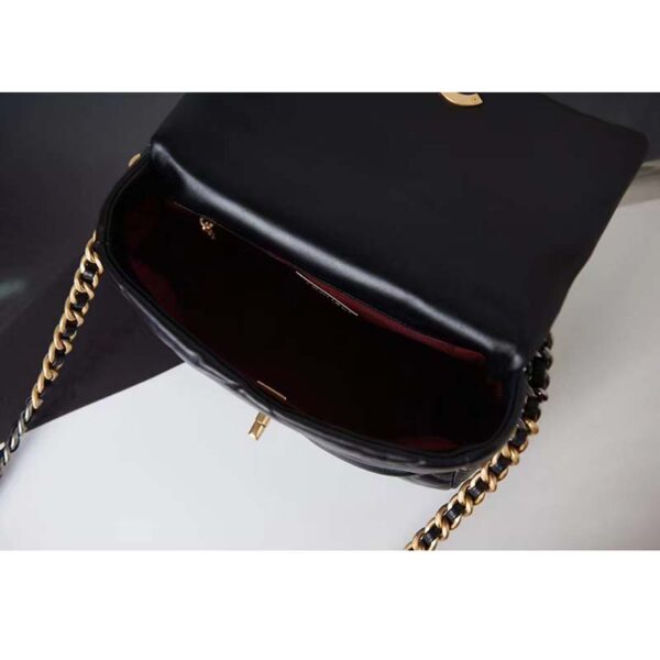 Chanel Women 19 Large Handbag Black Lambskin Gold Silver-Tone Ruthenium-Finish Metal (9)