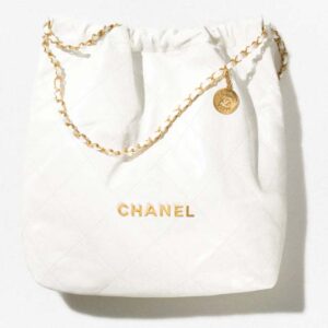 Chanel Women 22 Large Handbag Calfskin Gold-Tone Lacquered Metal