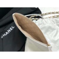 Chanel Women 22 Large Handbag Calfskin Gold-Tone Lacquered Metal White (5)