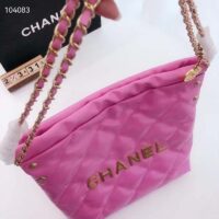 Chanel Women 22 Small Handbag Shiny Calfskin & Gold-Tone Metal Pink (3)