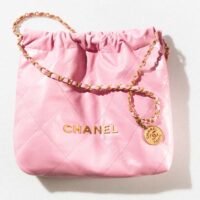 Chanel Women 22 Small Handbag Shiny Calfskin & Gold-Tone Metal Pink (3)