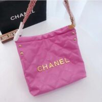 Chanel Women 22 Small Handbag Shiny Calfskin & Gold-Tone Metal Pink (3)