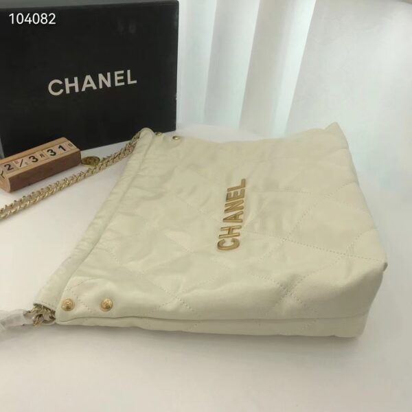 Chanel Women 22 Small Handbag Shiny Calfskin & Gold-Tone Metal Beige (1)