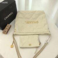 Chanel Women 22 Small Handbag Shiny Calfskin & Gold-Tone Metal Beige (4)