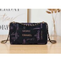 Chanel Women Large Flap Bag Printed Denim Gold-Tone Metal Black Multicolor (8)