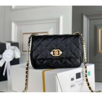 Chanel Women Mini Flap Bag Calfskin Imitation Pearls Gold-Tone Metal Black (9)