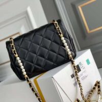 Chanel Women Mini Flap Bag Calfskin Imitation Pearls Gold-Tone Metal Black (9)