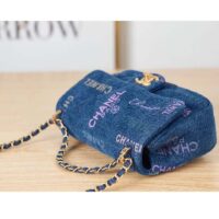 Chanel Women Small Flap Bag Printed Denim Gold-Tone Metal Blue Multicolor (11)