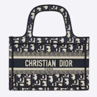 Dior CD Women Mini Dior Book Tote Blue Dior Oblique Embroidery (1)