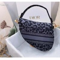 Dior CD Women Saddle Bag Gray Mizza Embroidery Magnetic ‘D’ Stirrup Closure (8)