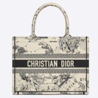 Dior Unisex CD Medium Dior Book Tote Beige Latte Dior Zodiac Embroidery (1)