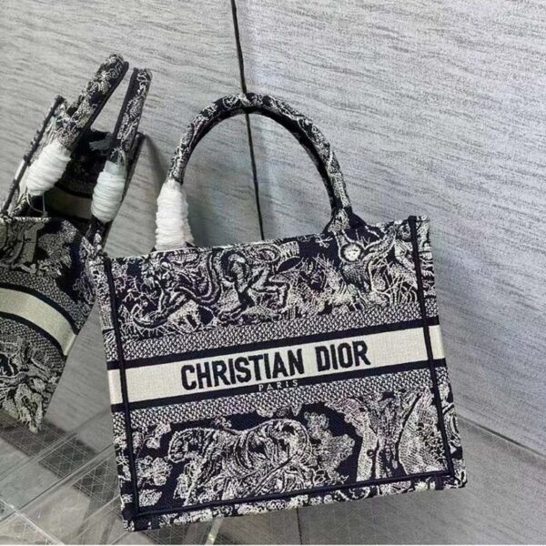 Dior Unisex CD Small Dior Book Tote Blue Toile De Jouy Reverse Embroidery (1)