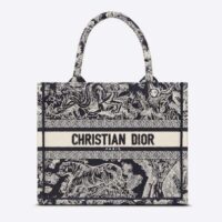 Dior Unisex CD Small Dior Book Tote Blue Toile De Jouy Reverse Embroidery (2)