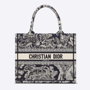 Dior Unisex CD Small Dior Book Tote Blue Toile De Jouy Reverse Embroidery