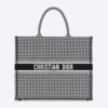 Dior Women Book Tote Black and White Houndstooth Embroidery