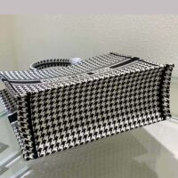 Dior Women Book Tote Black and White Houndstooth Embroidery (1)