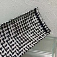 Dior Women Book Tote Black and White Houndstooth Embroidery (1)