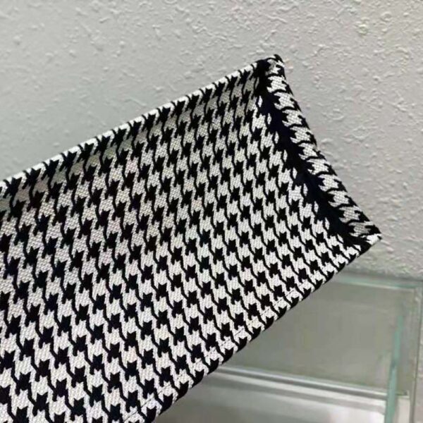 Dior Women Book Tote Black and White Houndstooth Embroidery (9)