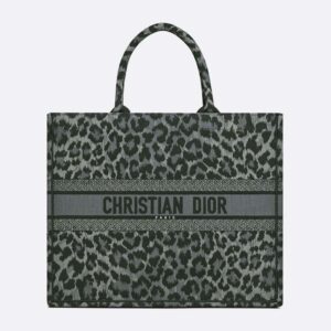 Dior Women Book Tote Gray Mizza Embroidery