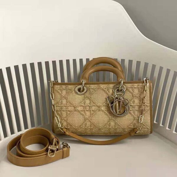 Dior Women CD Lady D-Joy Bag Beige Natural Cannage Raffia (6)