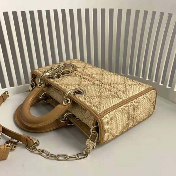 Dior Women CD Lady D-Joy Bag Beige Natural Cannage Raffia (8)