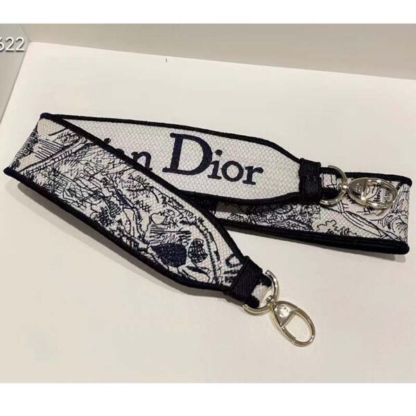 Dior Women CD Medium Lady D-Lite Bag Blue Toile De Jouy Embroidery (10)