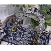 Dior Women CD Medium Lady D-Lite Bag Blue Toile De Jouy Reverse Embroidery (5)