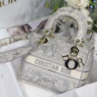 Dior Women CD Medium Lady D-Lite Bag Gray Toile De Jouy Reverse Embroidery (2)