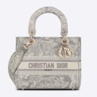 Dior Women CD Medium Lady D-Lite Bag Gray Toile De Jouy Reverse Embroidery (2)